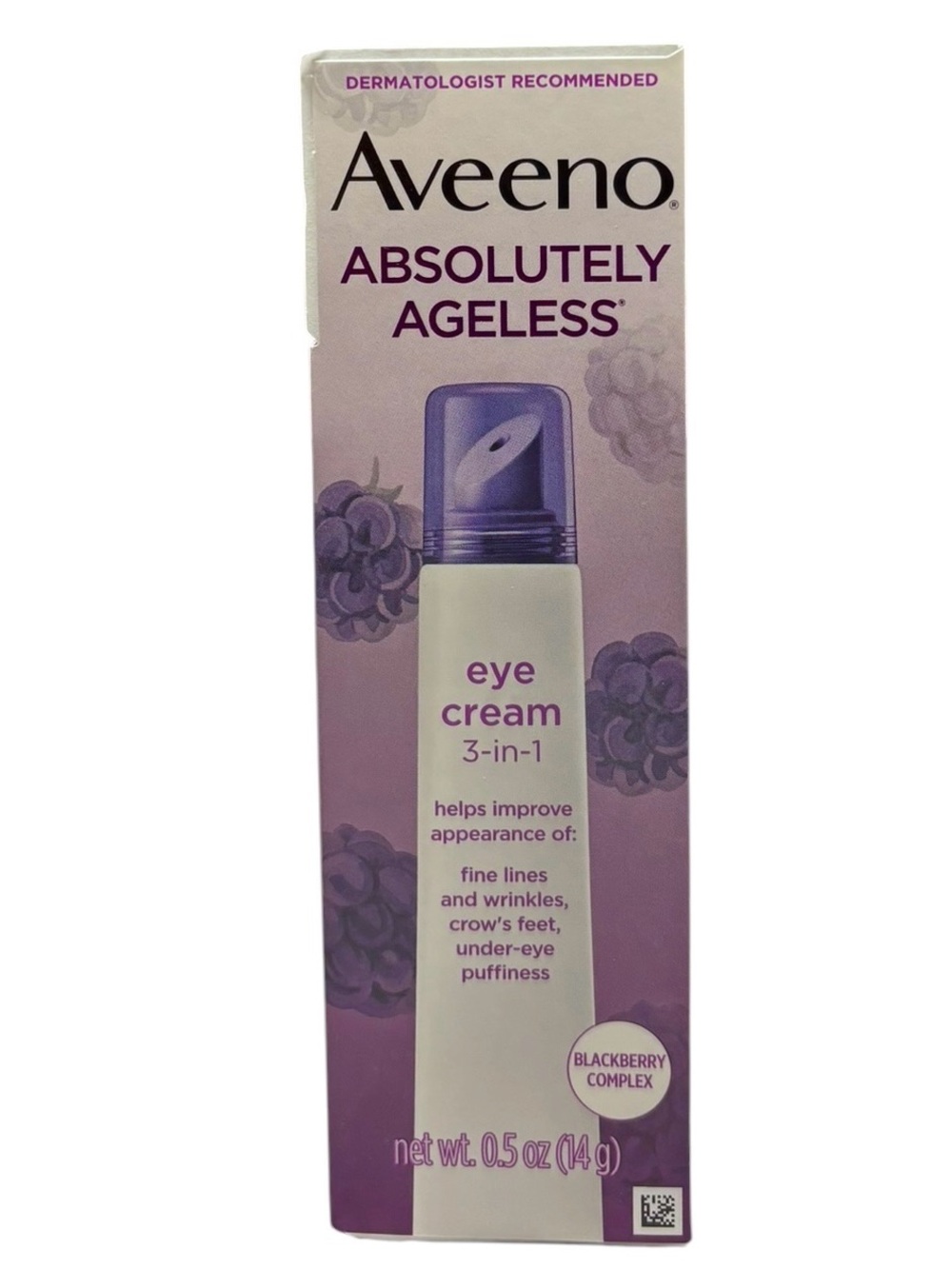 Aveeno Absolutely Ageless Eye Cream 3-in-1 Wrinkles Lines Blackberry 0.5oz